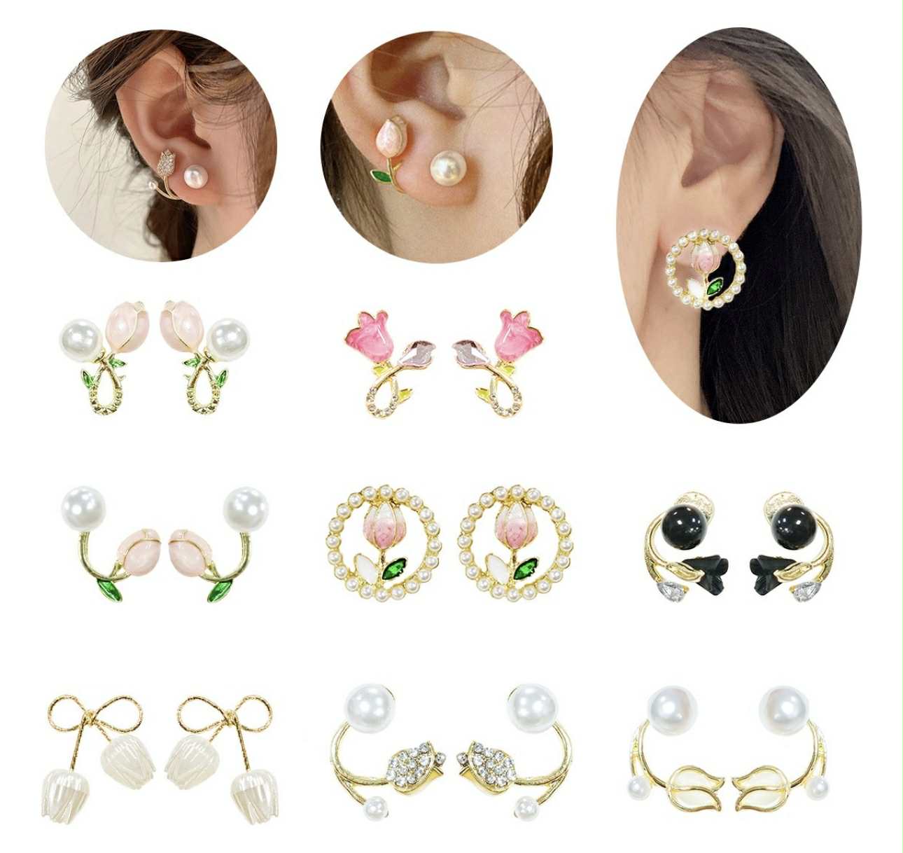 8 duos de aretes