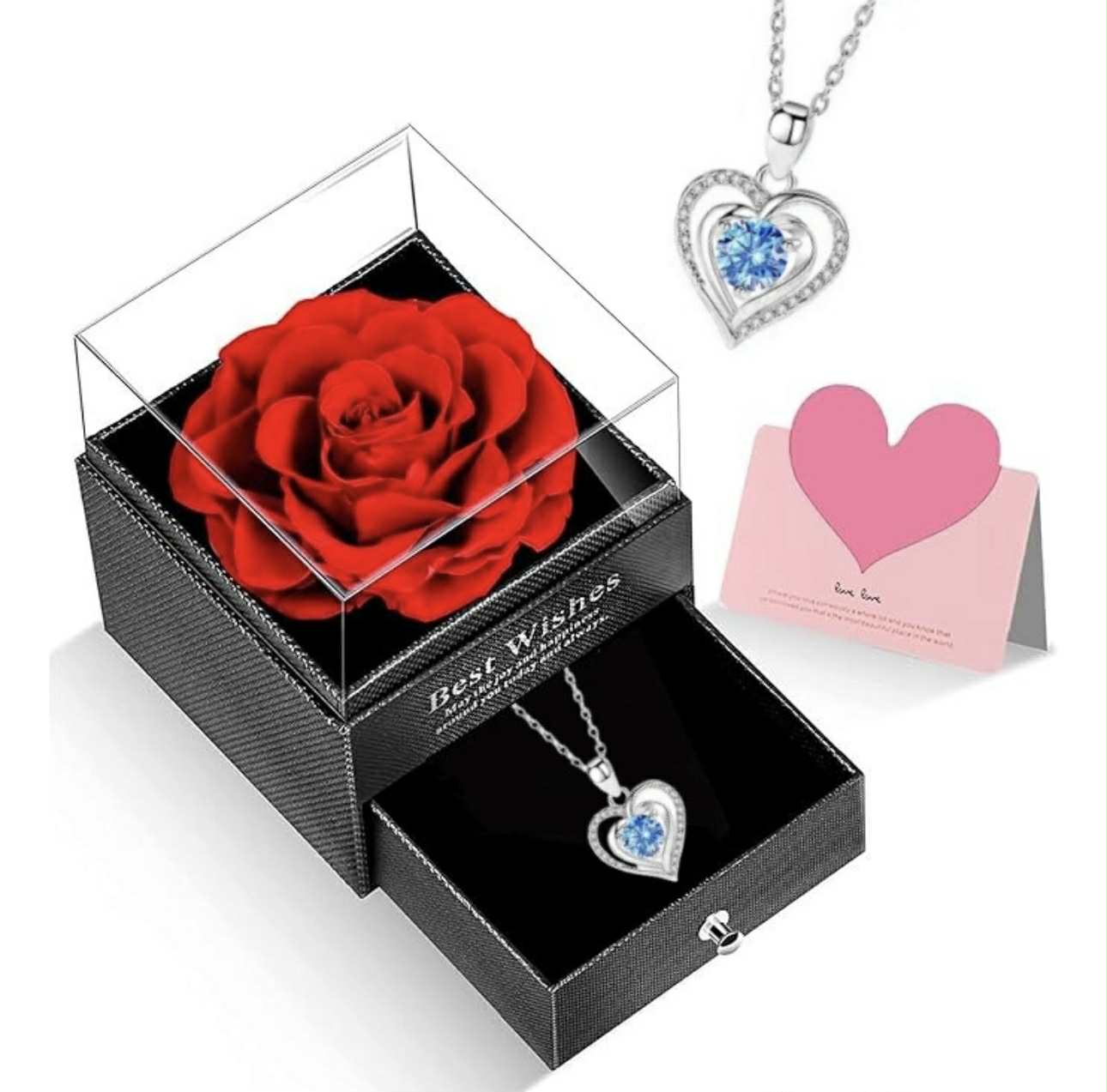 Caja flor con collar